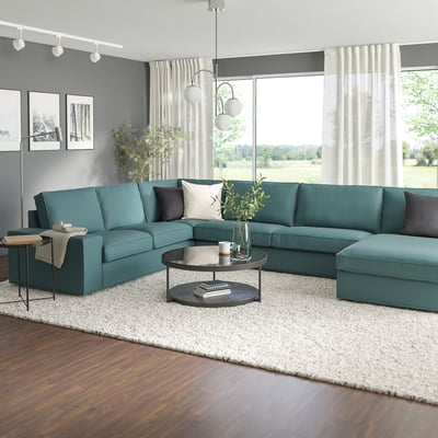 KIVIK 6er-Ecksofa m Récamiere, Kelinge grautürkis