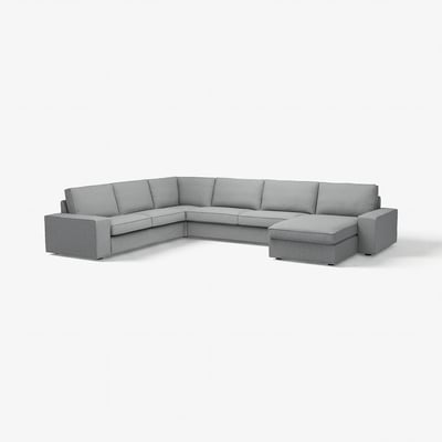 KIVIK 6er-Ecksofa m Récamiere, Tibbleby beige/grau