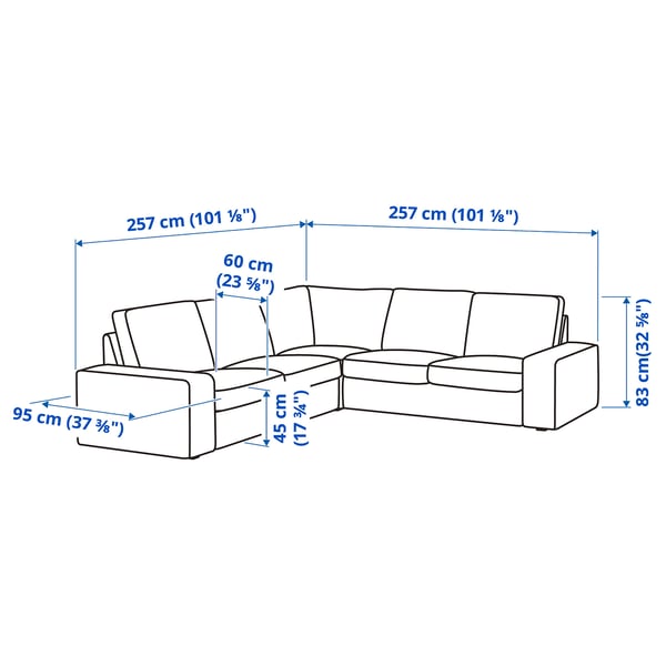 KIVIK Ecksofa 4-sitzig, Gunnared mittelgrau