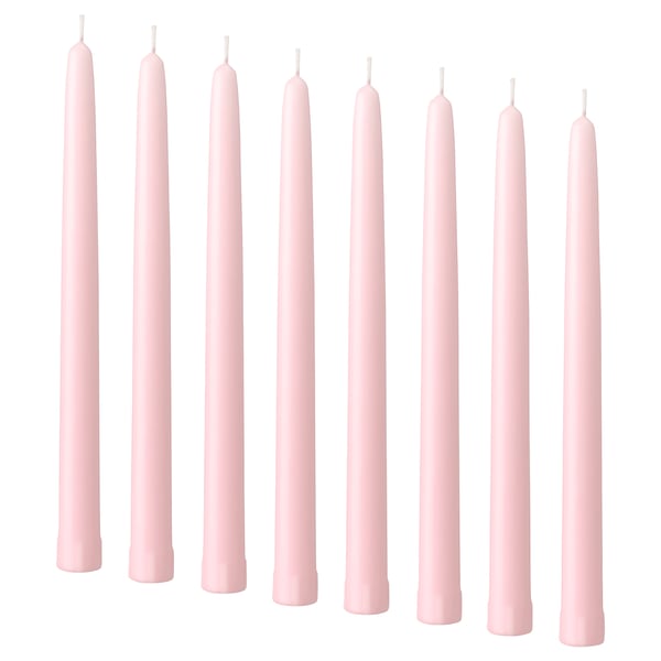 KLOKHET Lüsterkerze, duftneutral, hellrosa, 25 cm 6 Std.