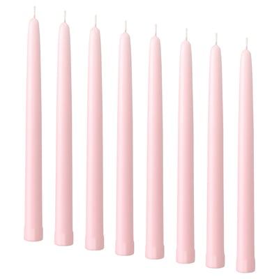 KLOKHET Lüsterkerze, duftneutral, hellrosa, 25 cm 6 Std.