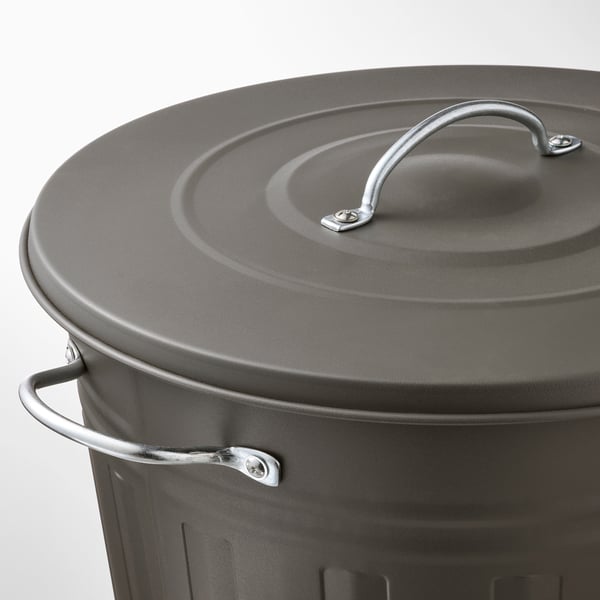 KNODD Tonne mit Deckel, grau, 40 l