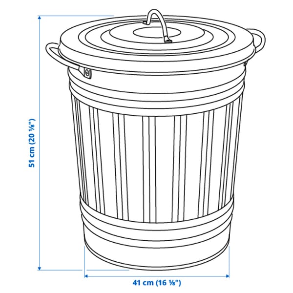 KNODD Tonne mit Deckel, grau, 40 l