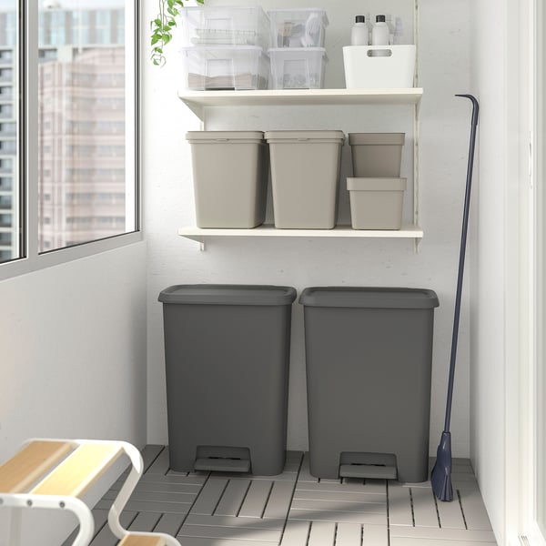 KNÖCKLA Treteimer, dunkelgrau, 50 l