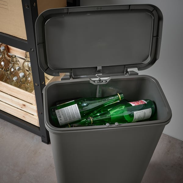 KNÖCKLA Treteimer, dunkelgrau, 50 l