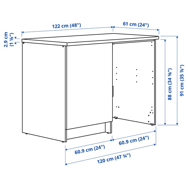 KNOXHULT Unterschrank mit Tür + off. Bereich, Eichenachbildung, 120x61x91 cm