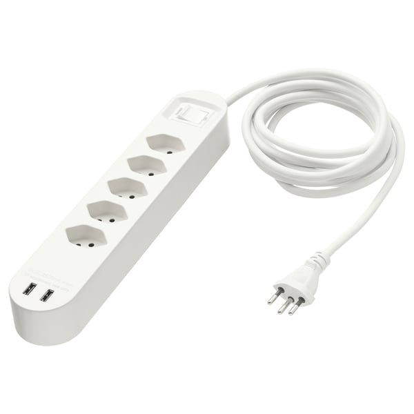 KOPPLA 5-fachsteckdose mit 2 USB-Anschl., weiß, 3.0 m