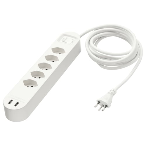 KOPPLA 5-fachsteckdose mit 2 USB-Anschl., weiß, 3.0 m