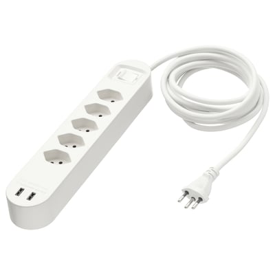 KOPPLA 5-fachsteckdose mit 2 USB-Anschl., weiß, 3.0 m
