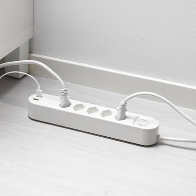 KOPPLA 5-fachsteckdose mit 2 USB-Anschl., weiß, 3.0 m