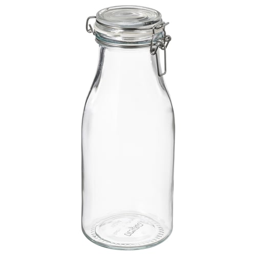 KORKEN Dose mit Deckel flaschenförmig, Klarglas, 1 l
