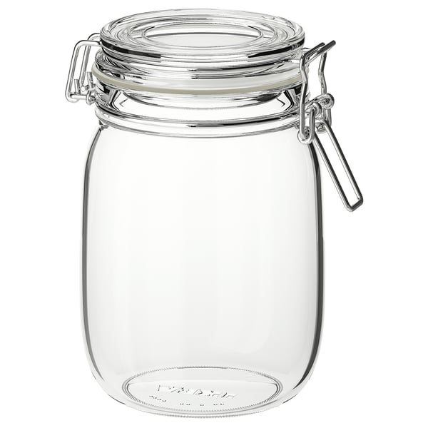 KORKEN Dose mit Deckel, Klarglas, 1 l