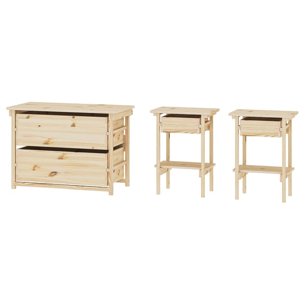 KRONÖREN Schlafzimmermöbel 3er-Set, Kiefer