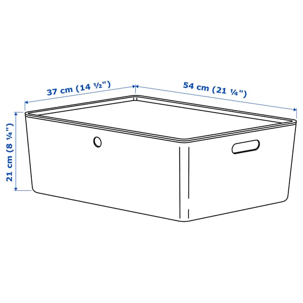 KUGGIS Box mit Deckel, hellgrau, 37x54x21 cm