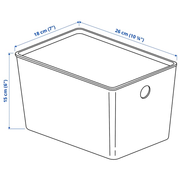 KUGGIS Box mit Deckel, hellgrau, 18x26x15 cm