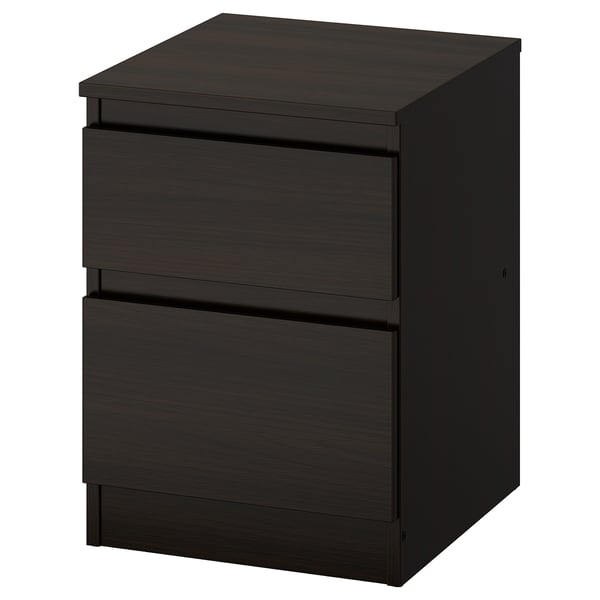 KULLEN Kommode mit 2 Schubladen, schwarzbraun, 35x49 cm