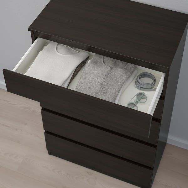 KULLEN Kommode mit 5 Schubladen, schwarzbraun, 70x40x112 cm