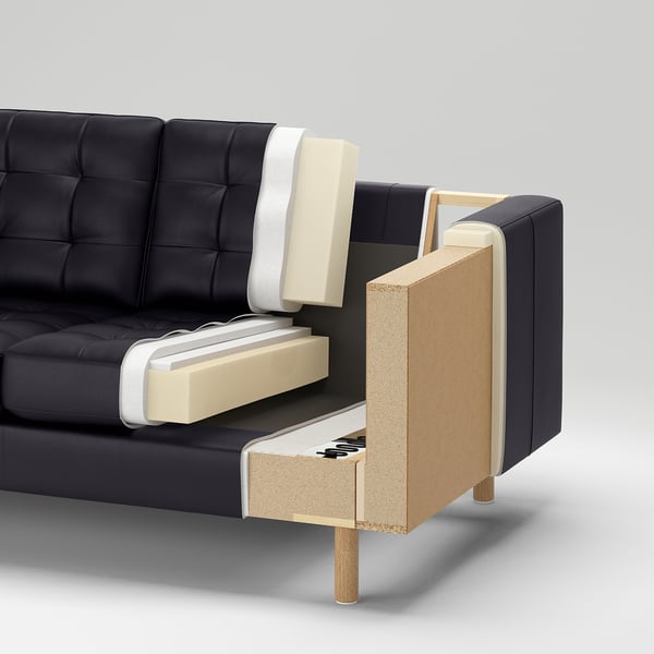 LANDSKRONA 2er-Sofa, Grann/Bomstad schwarz/Metall