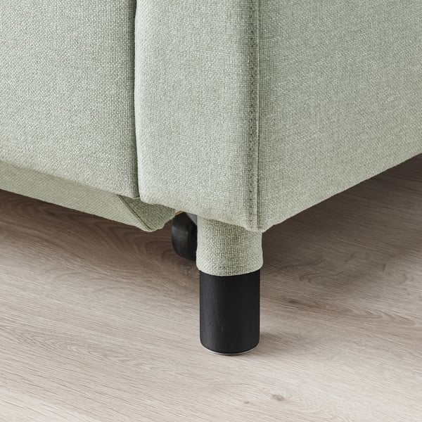 LANDSKRONA 3er-Bettsofa, Gunnared hellgrün/Holz/schwarz
