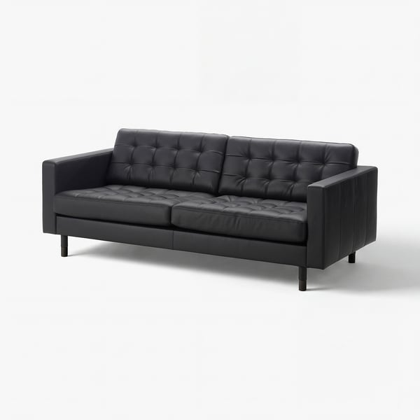 LANDSKRONA 3er-Sofa, Grann/Bomstad schwarz/Holz/schwarz