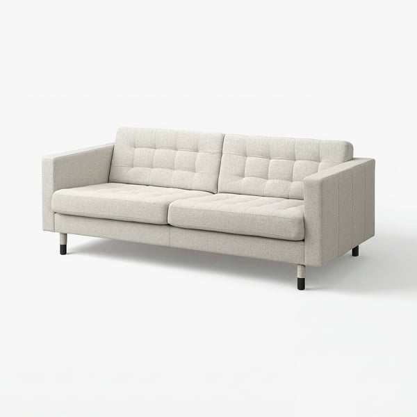 LANDSKRONA 3er-Sofa, Gunnared beige/schwarz/Holz