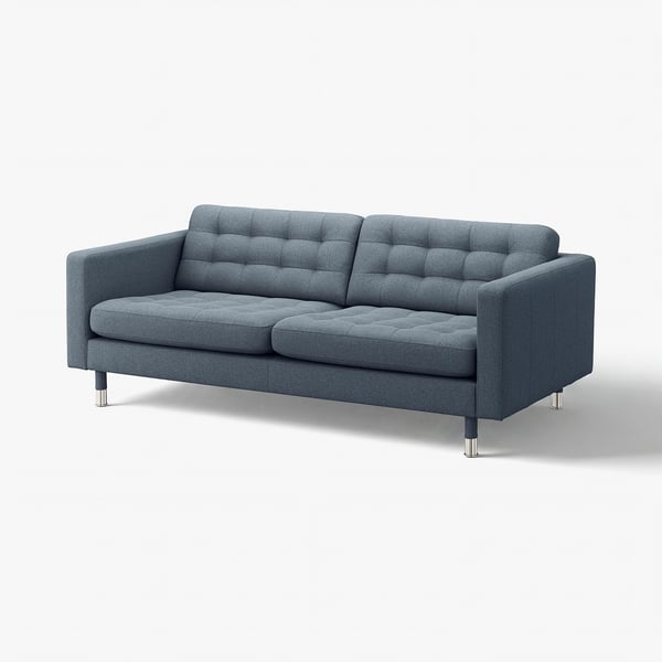 LANDSKRONA 3er-Sofa, Gunnared blau/Metall