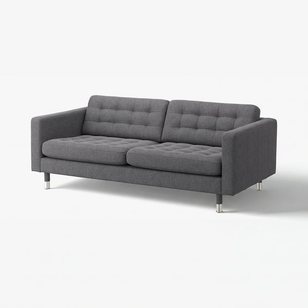 LANDSKRONA 3er-Sofa, Gunnared dunkelgrau/Metall