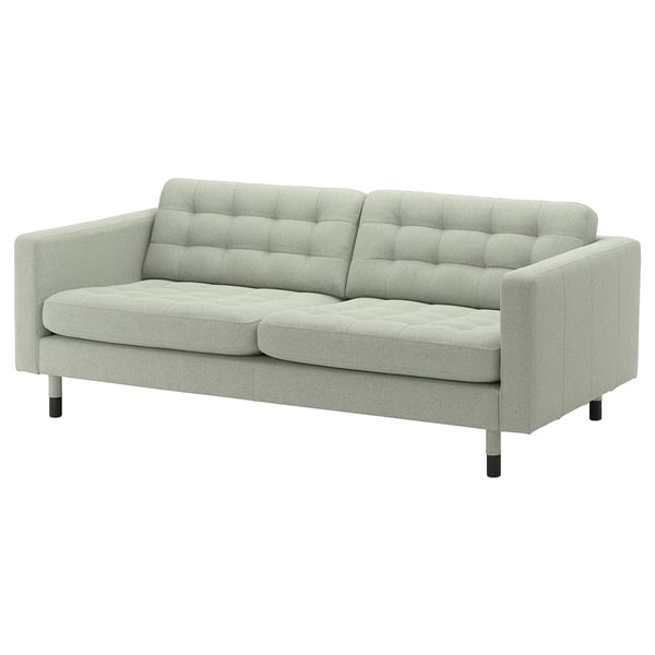 LANDSKRONA 3er-Sofa, Gunnared hellgrün/Holz/schwarz