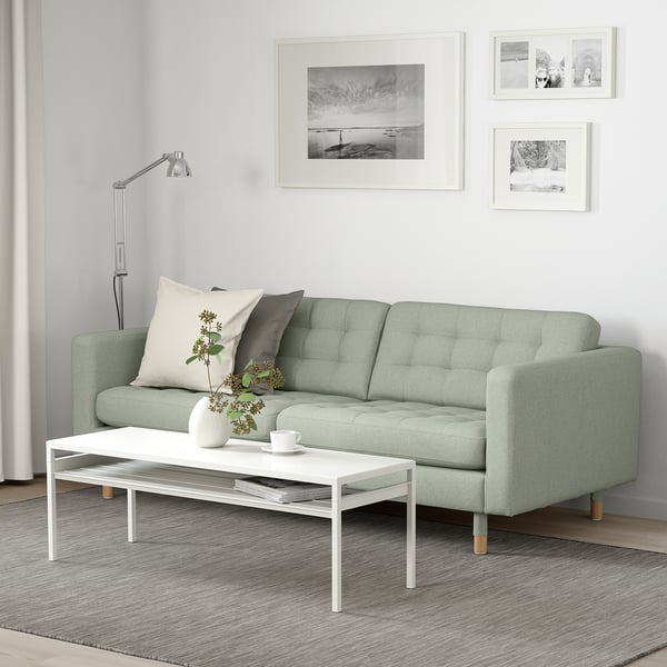 LANDSKRONA 3er-Sofa, Gunnared hellgrün/Holz
