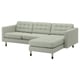 LANDSKRONA 3er-Sofa mit Récamiere, Gunnared hellgrün/Holz/schwarz