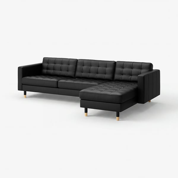 LANDSKRONA 4er-Sofa, mit Récamiere/Grann/Bomstad schwarz/Holz