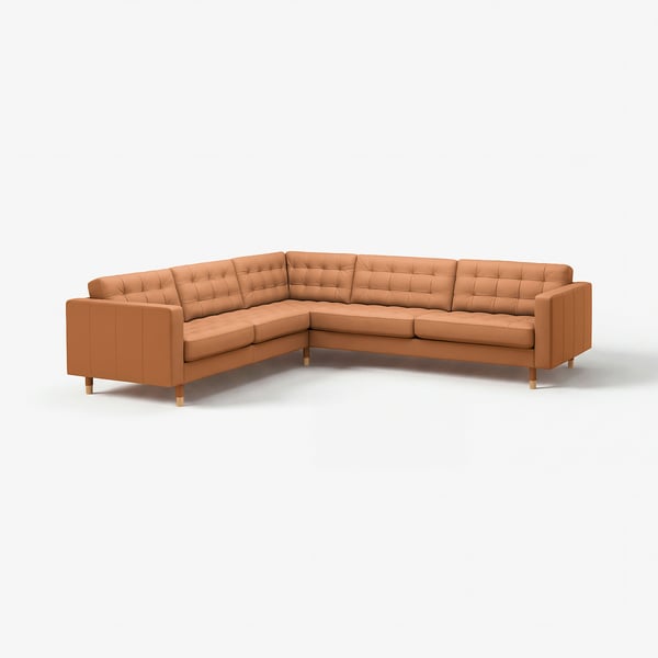 LANDSKRONA Ecksofa 5-sitzig, Grann/Bomstad goldbraun/Holz