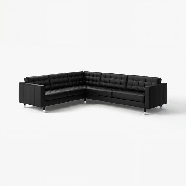 LANDSKRONA Ecksofa 5-sitzig, Grann/Bomstad schwarz/Metall
