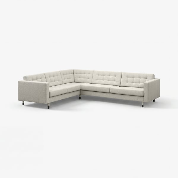 LANDSKRONA Ecksofa 5-sitzig, Gunnared beige/schwarz/Holz