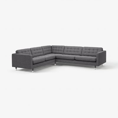 LANDSKRONA Ecksofa 5-sitzig, Gunnared dunkelgrau/Metall