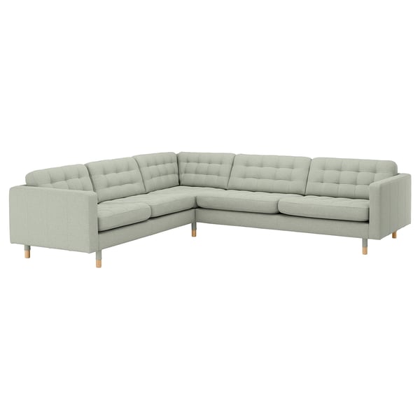 LANDSKRONA Ecksofa 5-sitzig, Gunnared hellgrün/Holz