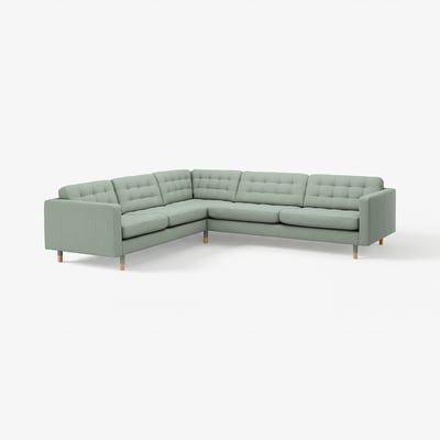 LANDSKRONA Ecksofa 5-sitzig, Gunnared hellgrün/Holz