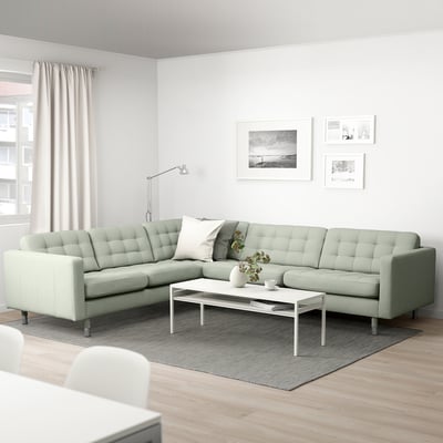 LANDSKRONA Ecksofa 5-sitzig, Gunnared hellgrün/Metall