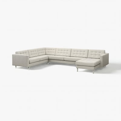 LANDSKRONA Ecksofa 6-sitzig, mit Récamiere Gunnared/beige Metall