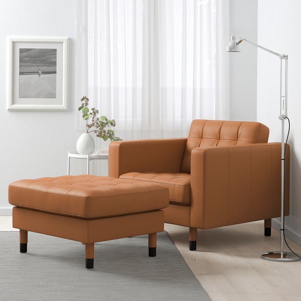 LANDSKRONA Sessel, Grann/Bomstad goldbraun/Holz/schwarz