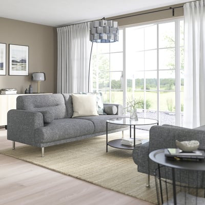LÅNGARYD 2er-Sofa, Lejde/grau/schwarz Metall