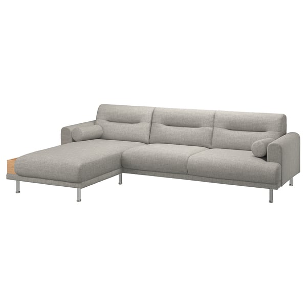 LÅNGARYD 3er-Sofa mit Récamiere, links, Lejde/hellgrau Metall