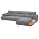 LÅNGARYD 3er-Sofa mit Récamiere, rechts, Lejde grau/schwarz/Metall
