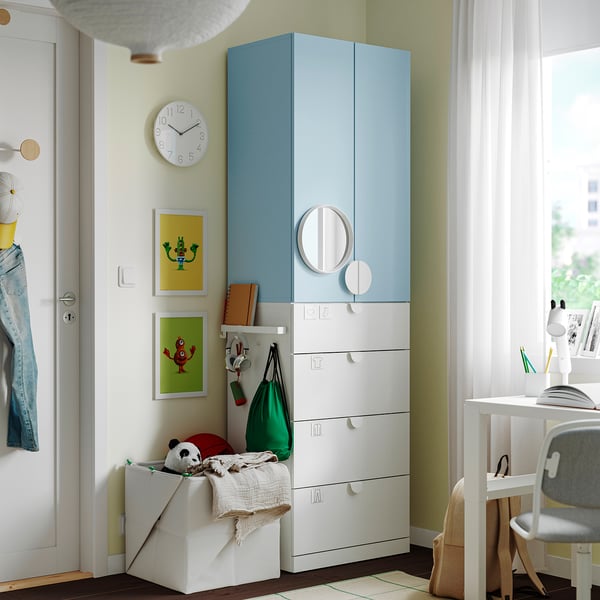 LASTARE Schrankkombination, weiß/blau, 60x42x201 cm