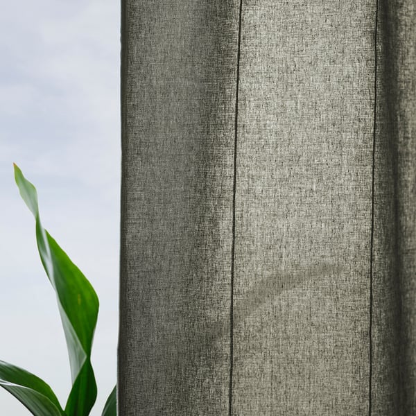 LENDA Scheibengardine, 1 Stück, hell graugrün/mit Schlaufen, 140x50 cm