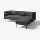 LILLEHEM 3er-Sitzelement + Récamiere, Gunnared/dunkelgrau Metall