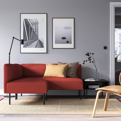 LILLEHEM Modulecksofa 2-sitzig, Gunnared/braunrot Metall