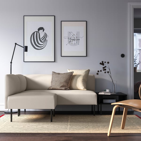LILLEHEM Modulecksofa 2-sitzig, Vissle beige/Metall