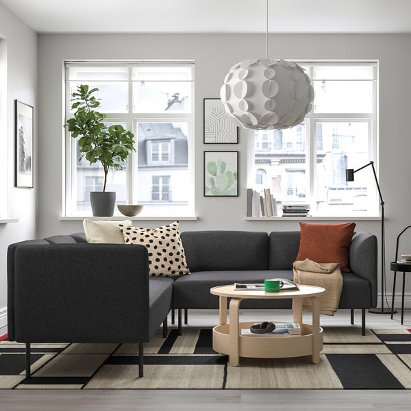 LILLEHEM Modulecksofa 4-sitzig, Gunnared dunkelgrau/Metall
