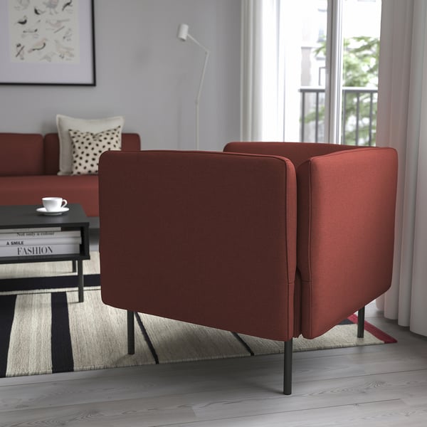LILLEHEM Sessel, Gunnared/braunrot Metall